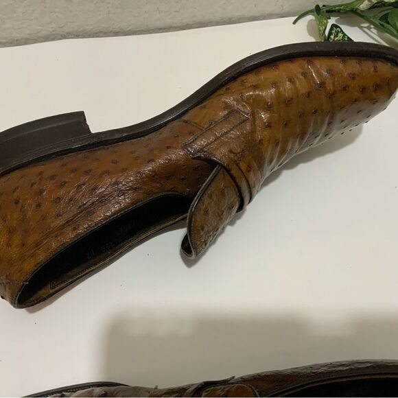 Footjoy Brown Ostrich Leather Loafers 73668 12C - Picture 12 of 16